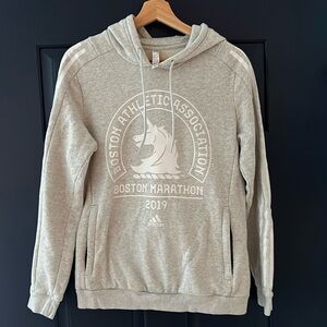 Adidas 2019 Boston Marathon Hoodie Sweatshirt Gray Size Medium